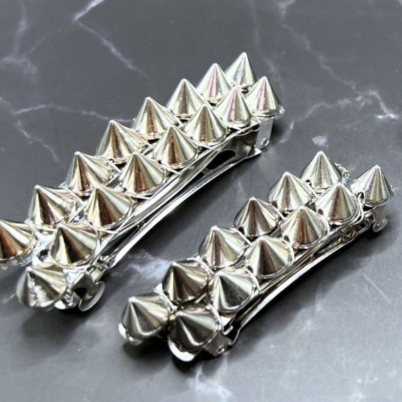 Extra Kitsch Accessories - Spiky Goth Hair Barrettes - Metal Y2K Emo Scene Space Buns Hair Clips